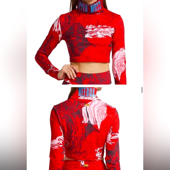 🔥 Pyer Moss X Reebok Limited Edition Red Cropped Turtleneck Size S - Picture 1 of 10
